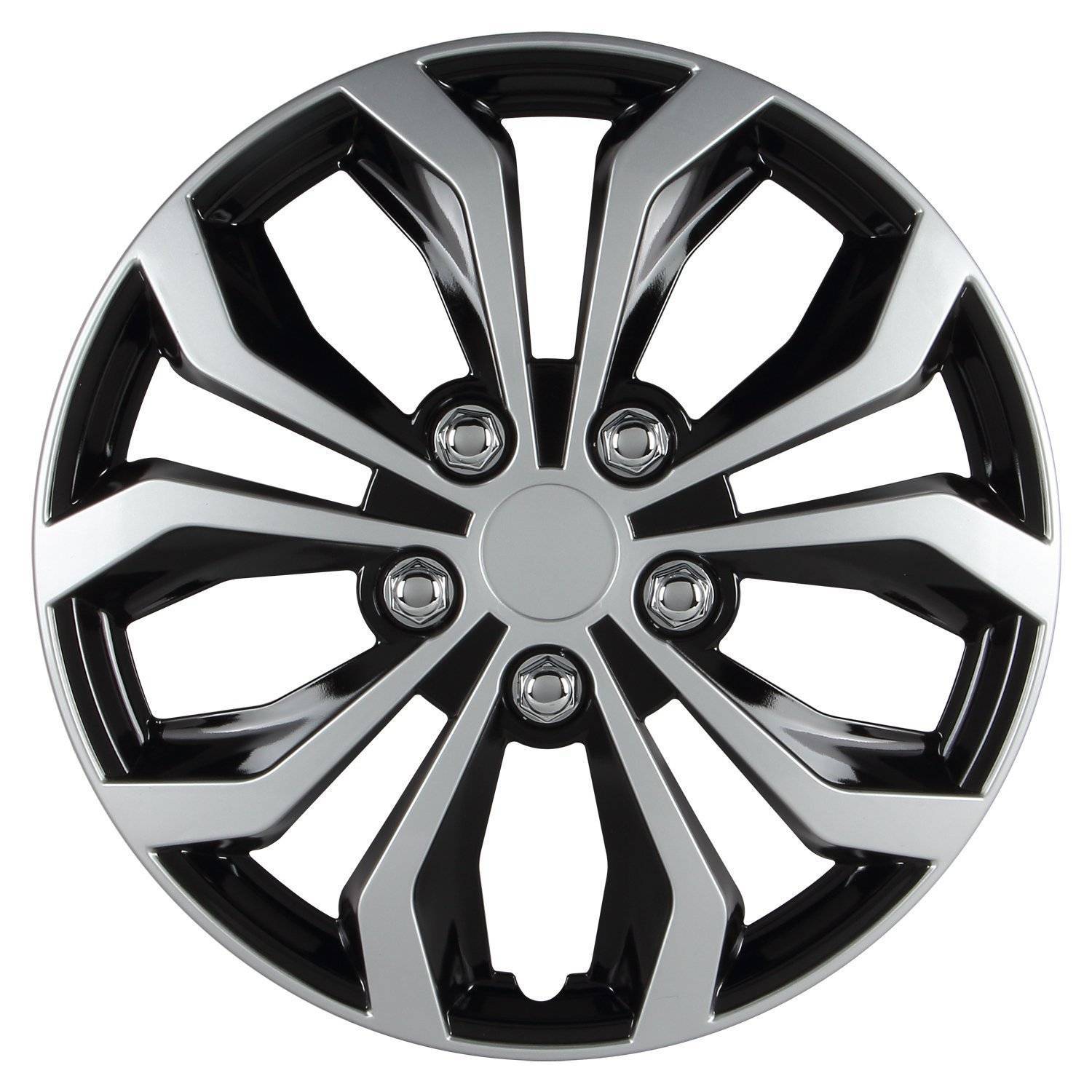 Pilot WH553-14S-BS Universal Fit Spyder Black/Silver Finish 14 Inch Wheel Covers - Micro - Set of 4 - Car Parlour